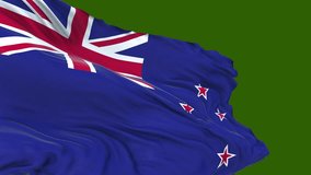 New Zealand Flag. Close-up of the New Zealand flag waving in the wind. The New Zealand flag is circular. Green screen - Powered by Shutterstock - Get 15% off with code: PIKWIZARD15