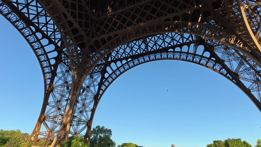 Metal structure of the Eiffel tower close up