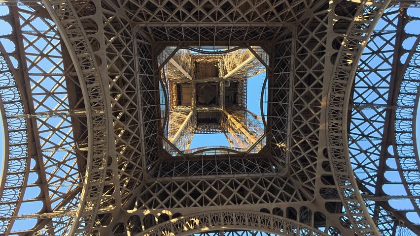 Metal structure of the Eiffel tower close up
