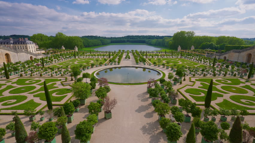 Palace Versailles with beautiful gardens and fountains. Paris, France