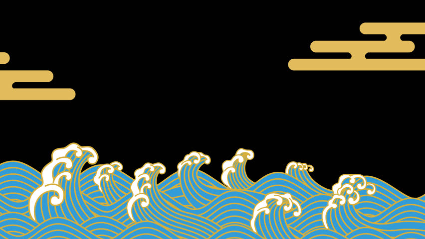 Japanese Style Wave and Cloud Animation – Loopable with Alpha Channel
