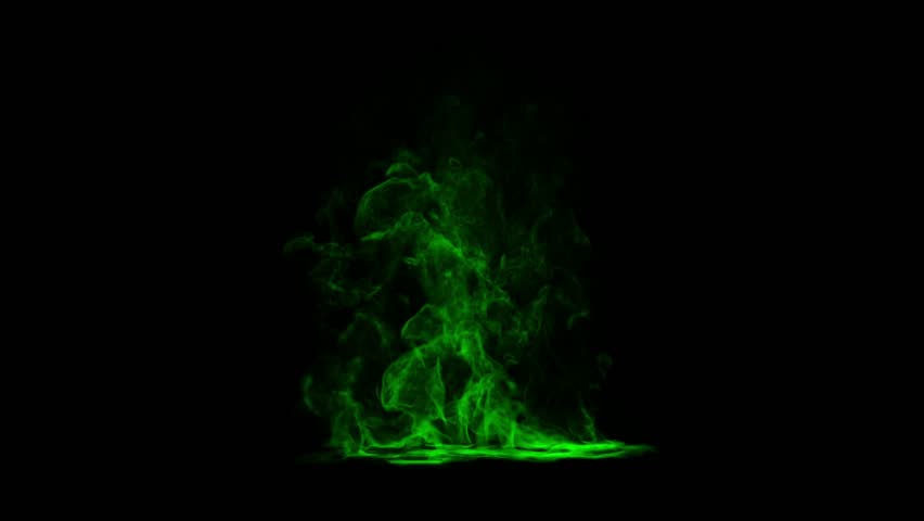 A column of ethereal green fire or magical smoke rises and swirls on a black background. Seamlessly looping animation perfect for fantasy, Halloween, or as a supernatural effect