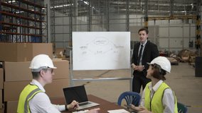 Blue collar workers are working and meeting at warehouse. Industrial and factory. - Powered by Shutterstock - Get 15% off with code: PIKWIZARD15