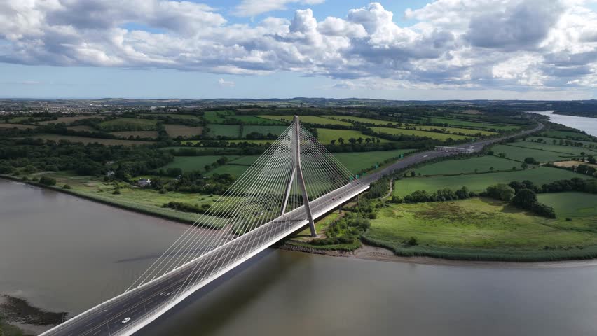 Waterford Ireland drone Timelapse Francis Meagre Bridge gateway to South East Ireland dramatic structure over the River Suir Ireland Epic Locations