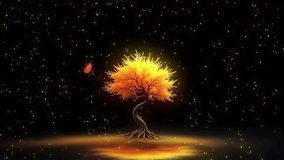 Experience the Magic An Enchanted Golden Tree Glows Under a Starry Sky, Accompanied by a Flying Butterfly in this Fantasy Scene with Sparkling Particles	
 - Powered by Shutterstock - Get 15% off with code: PIKWIZARD15