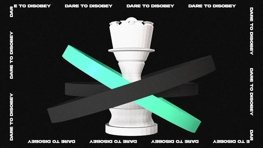 Realistic 3D Typography Loops in Brutalism Style with Text Bands. Dare to disobey. Break the rules