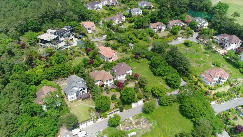 Aerial View of Forest Villa Community in Korea