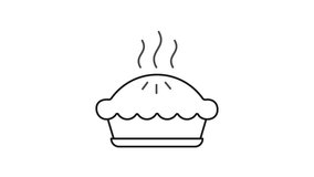 Looped animation of a hot pie with steam rising in minimalist outline icon style. 4k seamless footage showing baked dessert motion, food symbol, and clean culinary visual for cooking themes - Powered by Shutterstock - Get 15% off with code: PIKWIZARD15