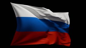 Realistic 3D animation of the Russia flag waving in the wind, isolated on a transparent alpha channel. Seamless loop animation. - Powered by Shutterstock - Get 15% off with code: PIKWIZARD15