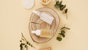 Glass cosmetic bottles with pipette for serum, extract, aromatic, essential oil and emulsion. Cosmetics skincare. Cosmetic spa. Sample of packaging for design, beauty product, advertising. - Powered by Shutterstock - Get 15% off with code: PIKWIZARD15