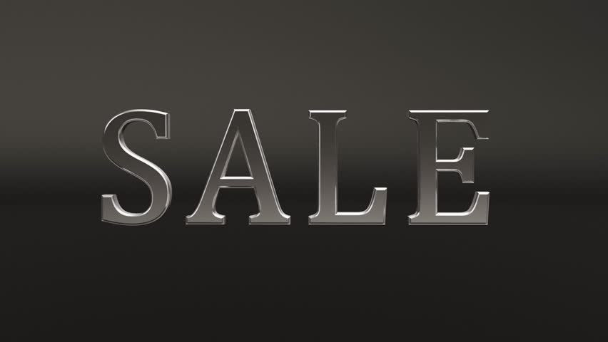 Metal text sale on black bg able to loop endless 4k. 3D Illustration