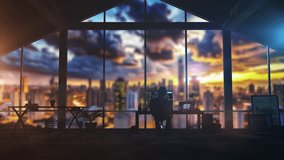 Software engineer working with futuristic interface in modern office at night - Powered by Shutterstock - Get 15% off with code: PIKWIZARD15