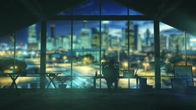 Software engineer working with digital interface in modern office at night - Powered by Shutterstock - Get 15% off with code: PIKWIZARD15