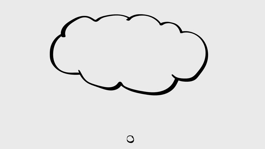 2d Animation cartoon character drawing of a thought bubbler or cloud floating on air on white, black and green screen in 4k ultra-high-definition.