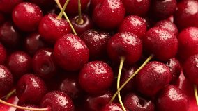 Many ripe cherries with water drops, spinning - Powered by Shutterstock - Get 15% off with code: PIKWIZARD15