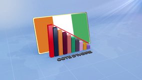 Ivory Coast Flag on 3D Bar Graph with Downward Red Arrow Economic Crisis Concept - Powered by Shutterstock - Get 15% off with code: PIKWIZARD15