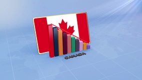 Canada Flag on 3D Bar Graph with Downward Red Arrow Economic Crisis Concept - Powered by Shutterstock - Get 15% off with code: PIKWIZARD15