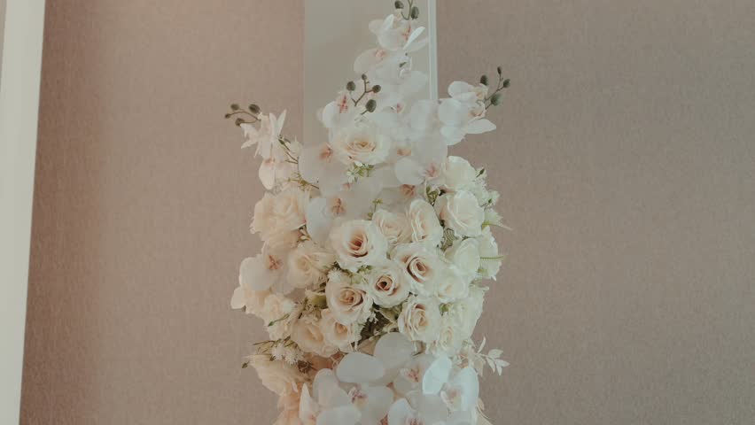 elegant white rose and orchid floral wedding decoration
