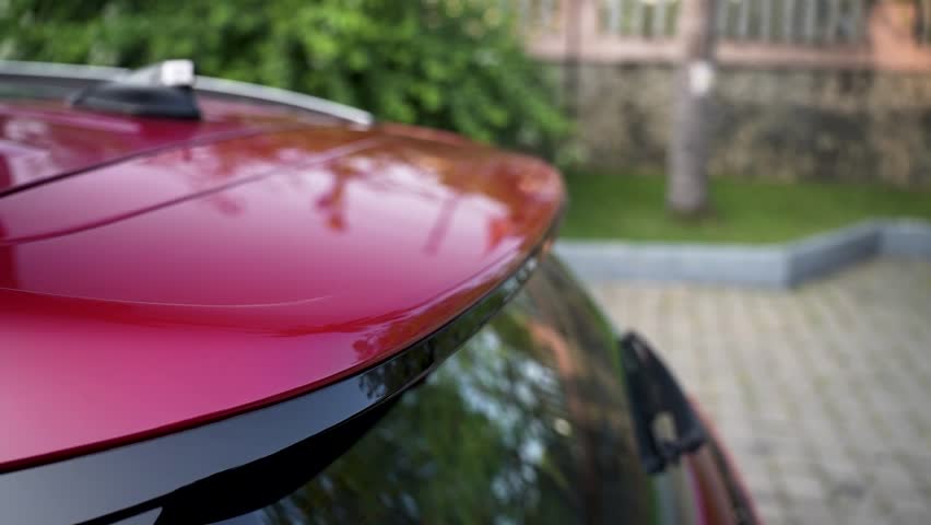 Cinematic shot of car from back. Car review from back.