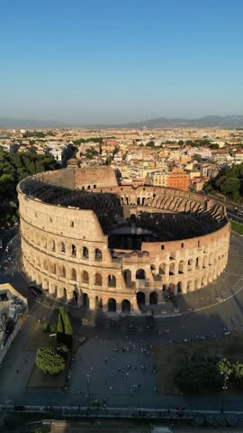 Rome Italy Colosseum Historical landmark aerial drone vertical video travel destination
