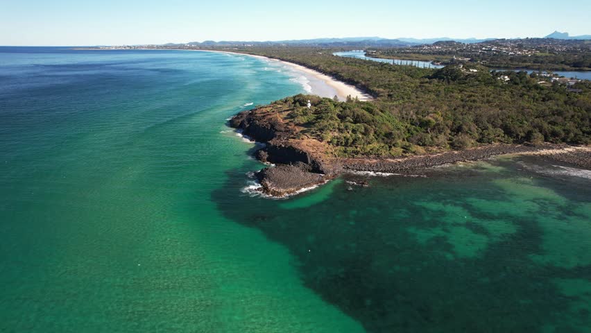 Aerial View Of Seascape At Fingal Head In NSW, Australia - Drone Shot