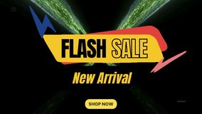 A lively and colorful banner promoting a flash sale with new arrival offers displayed prominently. Features a vibrant gradient background and dynamic graphic elements. - Powered by Shutterstock - Get 15% off with code: PIKWIZARD15