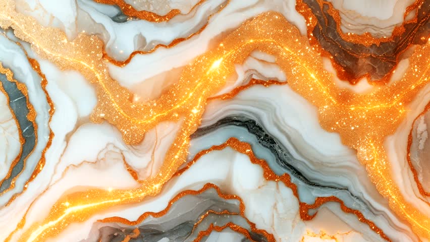A stunning abstract pattern resembling marble or a geode, dominated by a mix of creamy white, dark gray, and sparkling gold.