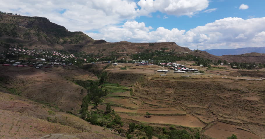 Town Of Lalibela In Ethiopia - Aerial Drone Shot