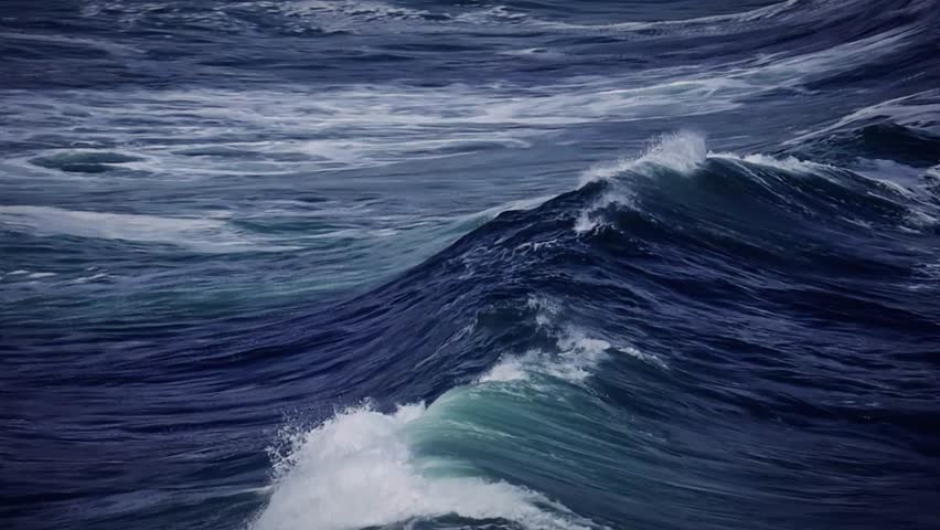 Ocean Waves During Storm. Harsh strong stormy waves make foam in open water Pacific. Bad windy dangerous weather. Extreme conditions. Powerful nature. sea beach tropical. ripple. slow motion turquoise