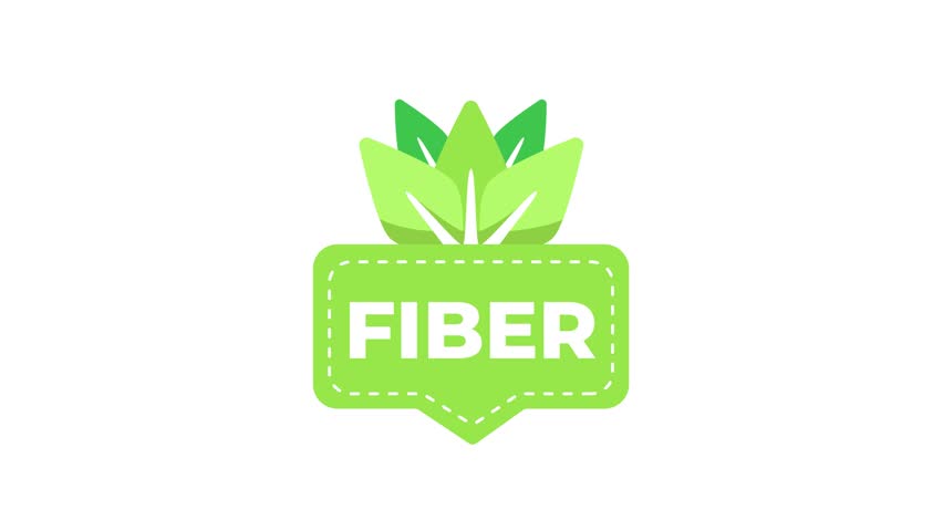 Fiber Rich Food Products Label Animation on White and Blue Background