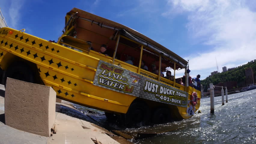 PITTSBURGH, PA - Circa May, 2013 - Passengers ride the Just Ducky sightseeing