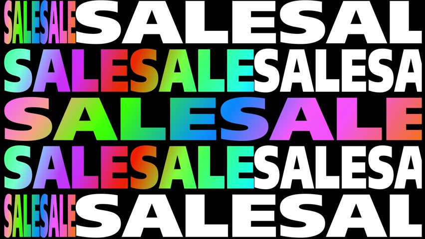 Sale banner. Promotion. Sale text. Sale text on black background. Sale typography banner. Big font animation. Modern typography promotion banner. Smooth font text animation. Banner in modern style.