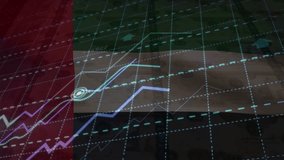 United Arab Emirates flag with Growing financial charts and diagrams showing increasing profits. Economic or stock market concept with United Arab Emirates dirham banknote. - Powered by Shutterstock - Get 15% off with code: PIKWIZARD15