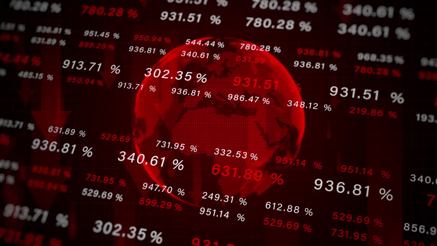 Red Downward Arrow Showing Global Stock Market Crash and Economic Recession with Falling Percentages Representing Tariff Effects and Financial Crisis