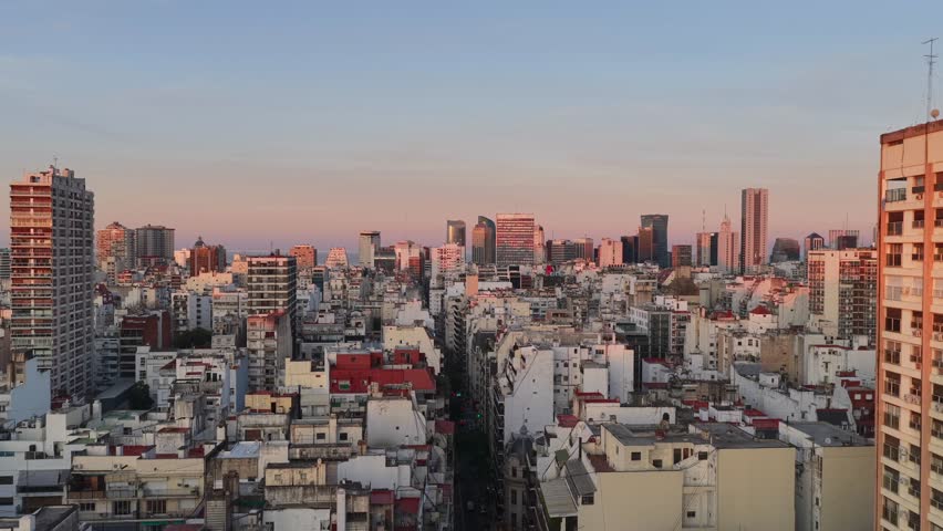 Sunset cityscape of Recoleta neighborhood, Buenos Aires, Argentina.