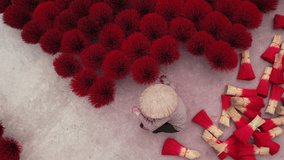 Artisan hands crafting vibrant red incense bundles. Traditional Vietnamese conical hat and bundles of incense on a textured surface. A glimpse into the cultural heritage of Vietnamese incense making. - Powered by Shutterstock - Get 15% off with code: PIKWIZARD15