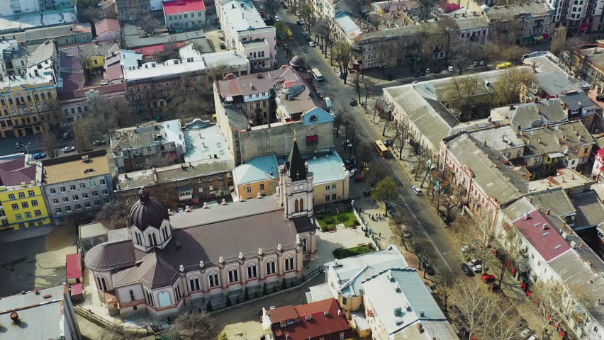 Explore the bustling streets and stunning architecture of Odessa Ukraine from above. Witness how the city