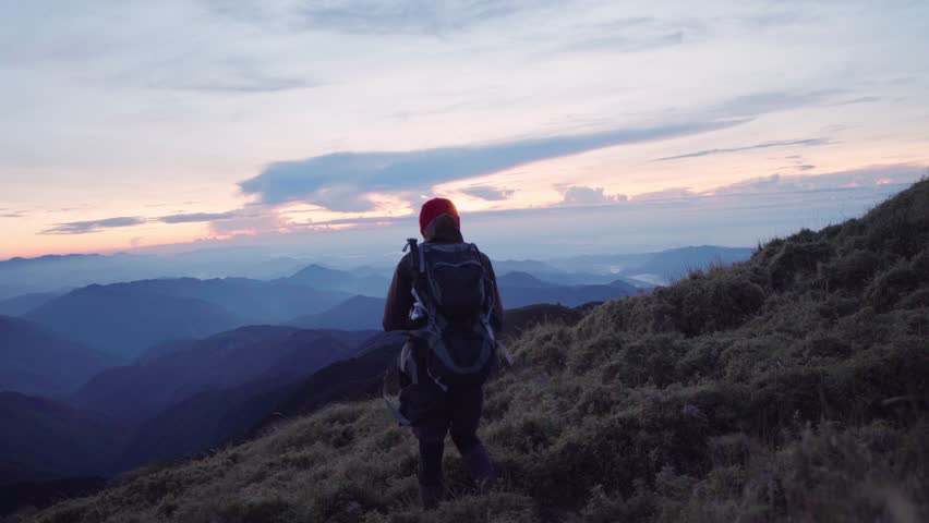 hiker in mountain Pulag, Mountain Province, Philippines
