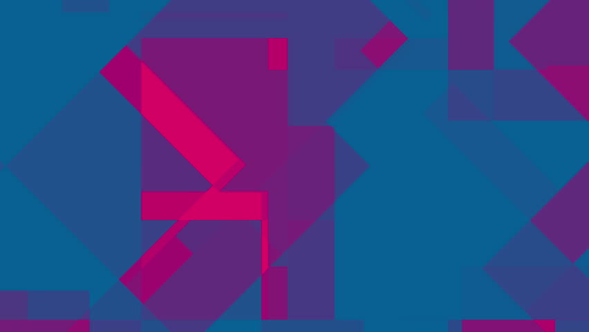 Abstract geometric pattern of blue and magenta rectangles and squares. Seamless looping animation. 4k video