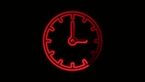 Glowing Clock Icon and Symbol in HD Video Neon Animation on Black Background - Powered by Shutterstock - Get 15% off with code: PIKWIZARD15