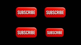 Collection set of red subscribe buttons 3d icons for video channel call to action isolated on black background. - Powered by Shutterstock - Get 15% off with code: PIKWIZARD15