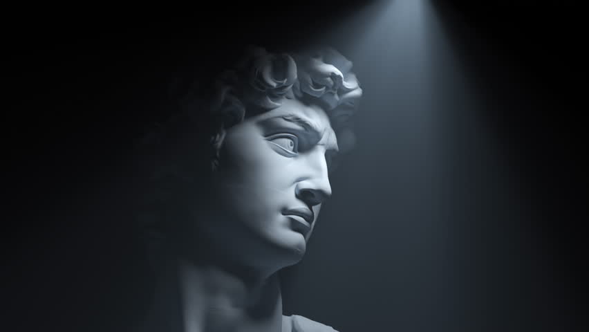 Bust of David by Michelangelo Statue | Sculpture - 4K Footage