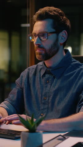 Caucasian man businessman business entrepreneur sedentary computer work syndrome neck ache cervical pain sick tired overworked male guy workaholic discomfort hurt health problem injury in night office