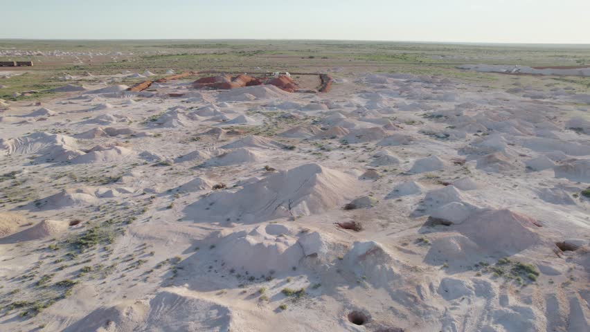 Aerial Shot of Test Drill Pit on the Outskirts of Coober Pedy