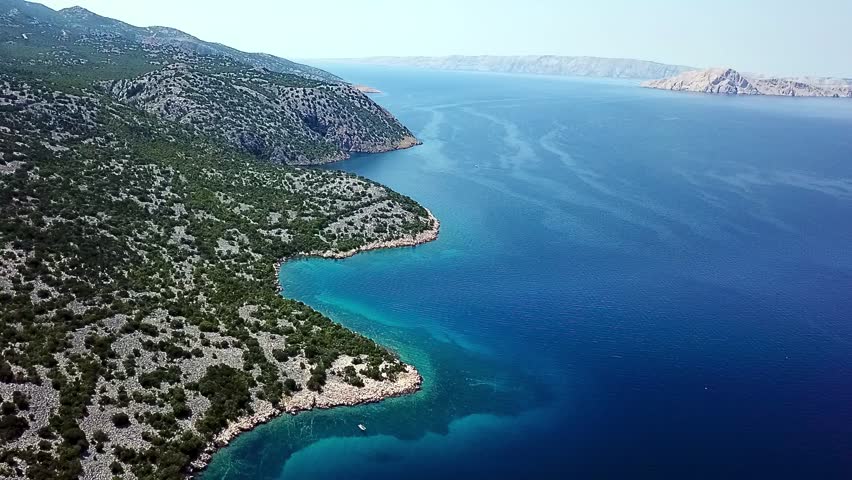 A drone shot of the Adriatic coastline seen from above