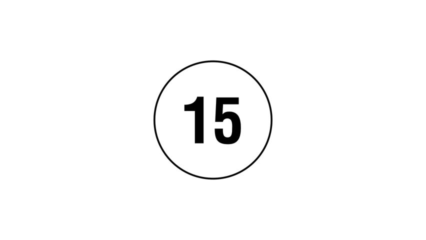 15 second countdown animation on white background