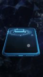 Mobile device showcasing animated infographics on technological advancement - Powered by Shutterstock - Get 15% off with code: PIKWIZARD15