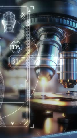Modern microscope analyzing DNA structure in a medical laboratory