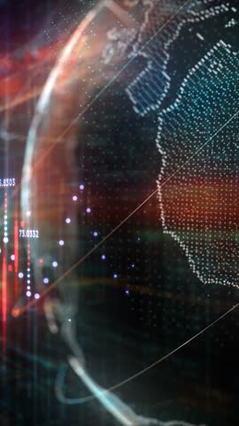 Stock quotes on the background of the digital planet.