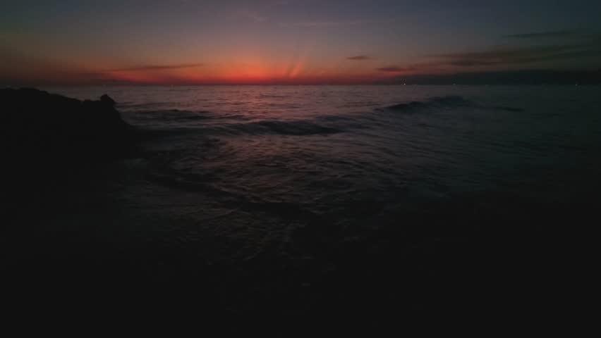 Scenic Ocean View at Sunset. Slow motion
